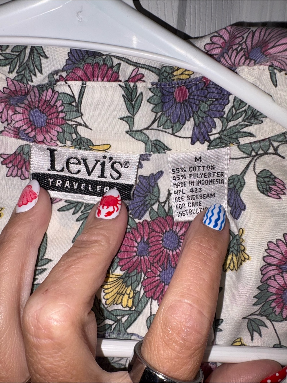 Vintage 90s Levi’s Travelers Floral Button Up Shirt Blouse Medium Cottagecore